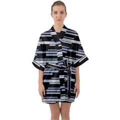 Skewed Stripes Pattern Design Quarter Sleeve Kimono Robe by dflcprints