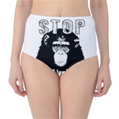 Stop Animal Abuse - Chimpanzee  High-waist Bikini Bottoms by Valentinaart