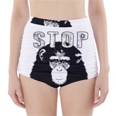 Stop Animal Abuse - Chimpanzee  High-waisted Bikini Bottoms by Valentinaart