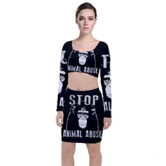 Stop Animal Abuse - Chimpanzee  Long Sleeve Crop Top & Bodycon Skirt Set by Valentinaart