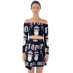 Stop Animal Abuse - Chimpanzee  Off Shoulder Top With Skirt Set by Valentinaart