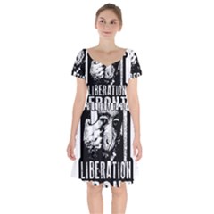 Animal Liberation Front - Chimpanzee  Short Sleeve Bardot Dress by Valentinaart