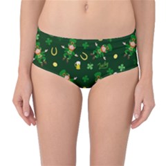 St Patricks Day Pattern Mid-waist Bikini Bottoms by Valentinaart