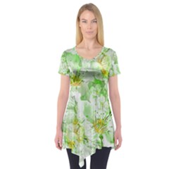 Light Floral Collage  Short Sleeve Tunic  by dflcprints