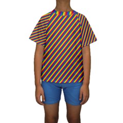 Gay Pride Flag Candy Cane Diagonal Stripe Kids  Short Sleeve Swimwear by PodArtist