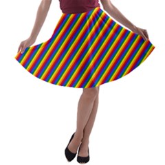 Gay Pride Flag Candy Cane Diagonal Stripe A-line Skater Skirt by PodArtist