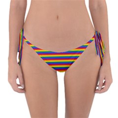 Horizontal Gay Pride Rainbow Flag Pin Stripes Reversible Bikini Bottom by PodArtist