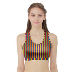Vertical Gay Pride Rainbow Flag Pin Stripes Sports Bra With Border by PodArtist