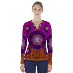 Viva Summer Time In Fauna V-neck Long Sleeve Top by pepitasart