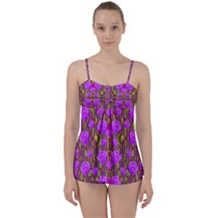 Roses Dancing On A Tulip Field Of Festive Colors Babydoll Tankini Set by pepitasart