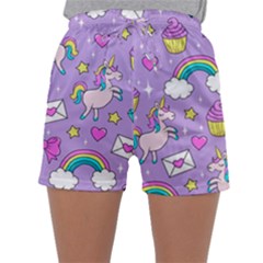 Cute Unicorn Pattern Sleepwear Shorts by Valentinaart