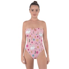 Easter Bunny  Tie Back One Piece Swimsuit by Valentinaart