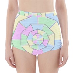 Color Wheel 3d Pastels Pale Pink High-waisted Bikini Bottoms by Nexatart