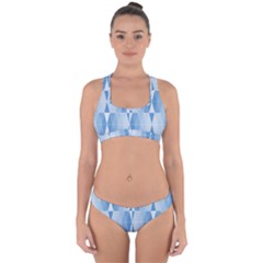Blue Monochrome Geometric Design Cross Back Hipster Bikini Set by Nexatart