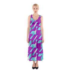 Fabric Textile Texture Purple Aqua Sleeveless Maxi Dress by Nexatart