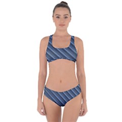 Diagonal Stripes Pinstripes Criss Cross Bikini Set by Nexatart