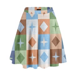 Fabric Textile Textures Cubes High Waist Skirt by Nexatart