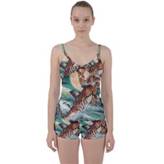 Tiger Shark Tie Front Two Piece Tankini by redmaidenart