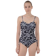 Black And White Abstract Texture Sweetheart Tankini Set by dflcprints