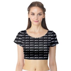 Bored Comic Style Word Pattern Short Sleeve Crop Top by dflcprints