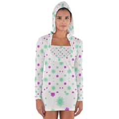 Stars Motif Multicolored Pattern Print Long Sleeve Hooded T-shirt by dflcprints