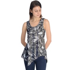Black And White Leaves Pattern Sleeveless Tunic by dflcprints