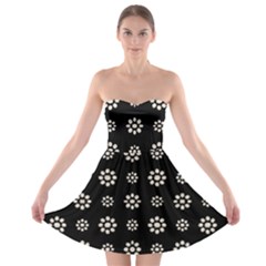 Dark Stylized Floral Pattern Strapless Bra Top Dress by dflcprints