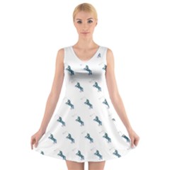 Blue Unicorn Custom V-neck Sleeveless Dress - Dom
