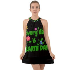 Earth Day Halter Tie Back Chiffon Dress by Valentinaart