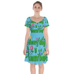 Earth Day Short Sleeve Bardot Dress by Valentinaart
