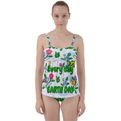 Earth Day Twist Front Tankini Set by Valentinaart