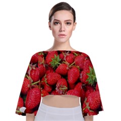 Strawberries 1 Tie Back Butterfly Sleeve Chiffon Top by trendistuff