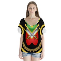 Shield Of The Imperial Iranian Ground Force V-neck Flutter Sleeve Top by abbeyz71