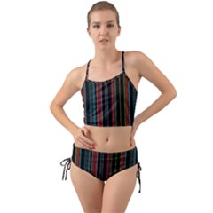 Multicolored Dark Stripes Pattern Mini Tank Bikini Set by dflcprints