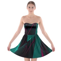 Abstract Green Purple Strapless Bra Top Dress by Sapixe
