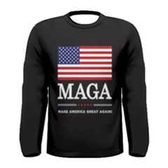 Maga Make America Great Again With Us Flag On Black Men s Long Sleeve Tee by snek