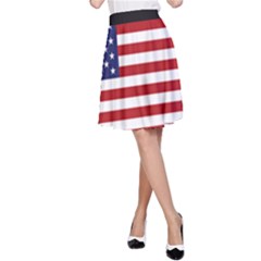 Maga Make America Great Again With Us Flag On Black A-line Skirt by snek