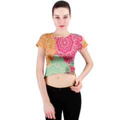 Art Abstract Pattern Crew Neck Crop Top by Sapixe