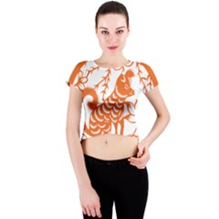 Chinese Zodiac Dog Crew Neck Crop Top by Sapixe