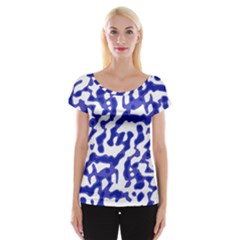 Bright Abstract Camo Pattern Cap Sleeve Tops by dflcprints
