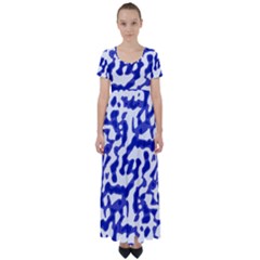 Bright Abstract Camo Pattern High Waist Short Sleeve Maxi Dress by dflcprints