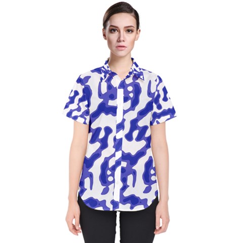 Bright Abstract Camo Pattern Women s Short Sleeve Shirt by dflcprints