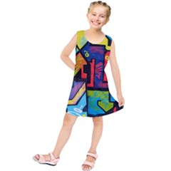 Urban Graffiti Movie Theme Productor Colorful Abstract Arrows Kids  Tunic Dress by genx