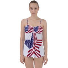 A Star With An American Flag Pattern Babydoll Tankini Set by Nexatart