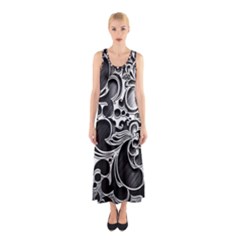 Floral High Contrast Pattern Sleeveless Maxi Dress by Sapixe