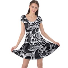 Floral High Contrast Pattern Cap Sleeve Dress by Sapixe