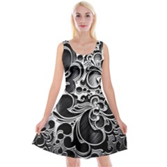 Floral High Contrast Pattern Reversible Velvet Sleeveless Dress by Sapixe