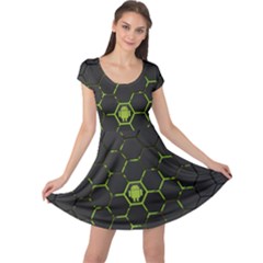 Green Android Honeycomb Gree Cap Sleeve Dress by Sapixe