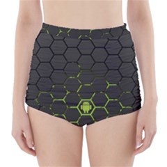 Green Android Honeycomb Gree High-waisted Bikini Bottoms by Sapixe