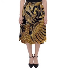 Golden Colorful The Beautiful Of Art Indonesian Batik Pattern Folding Skater Skirt by Sapixe